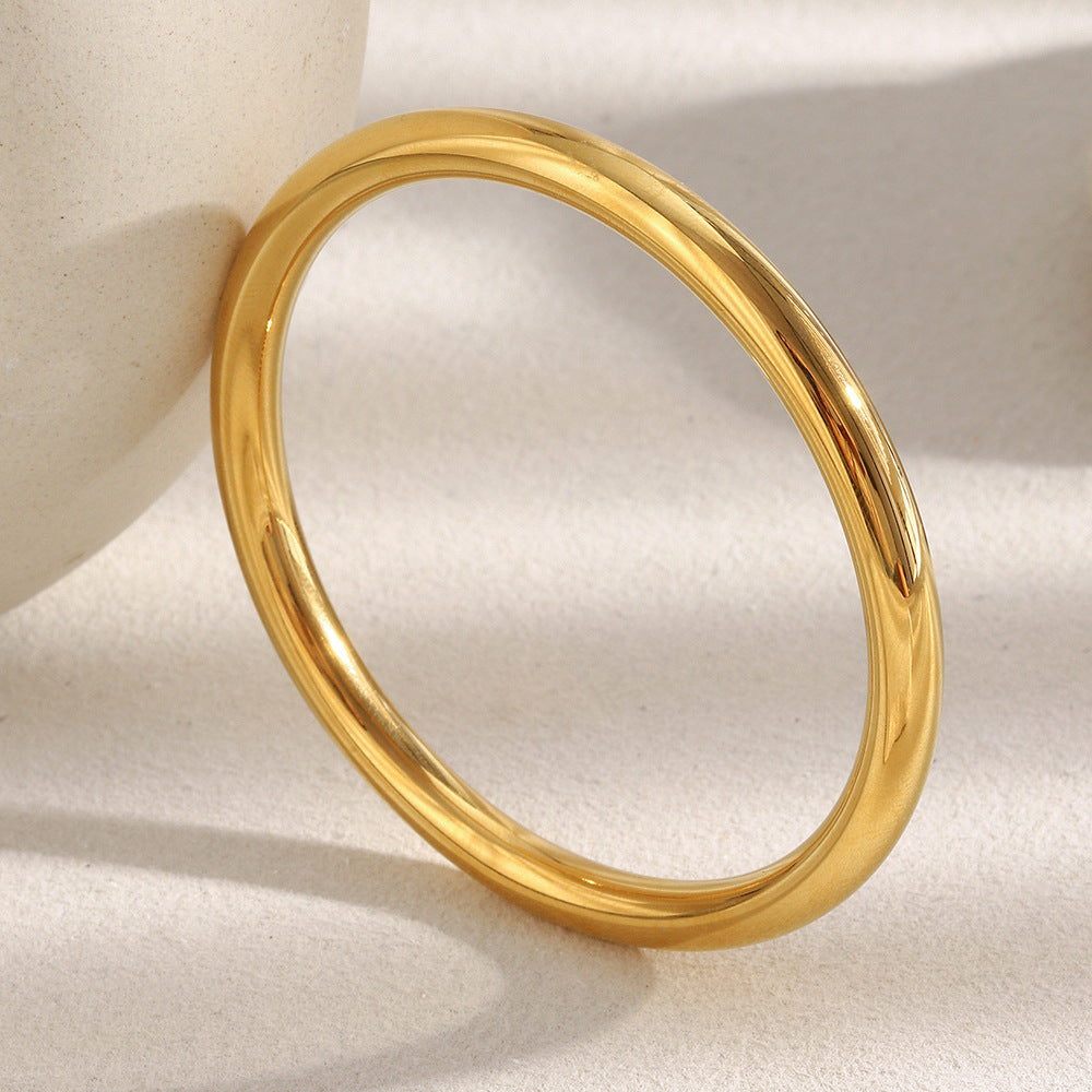 Wholesale Plain ring versatile stainless steel 18K gold plated closed hollow bracelet for women